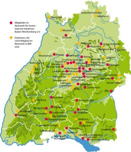 Karte der Senior-Internet-Initiativen in Baden-Württemberg